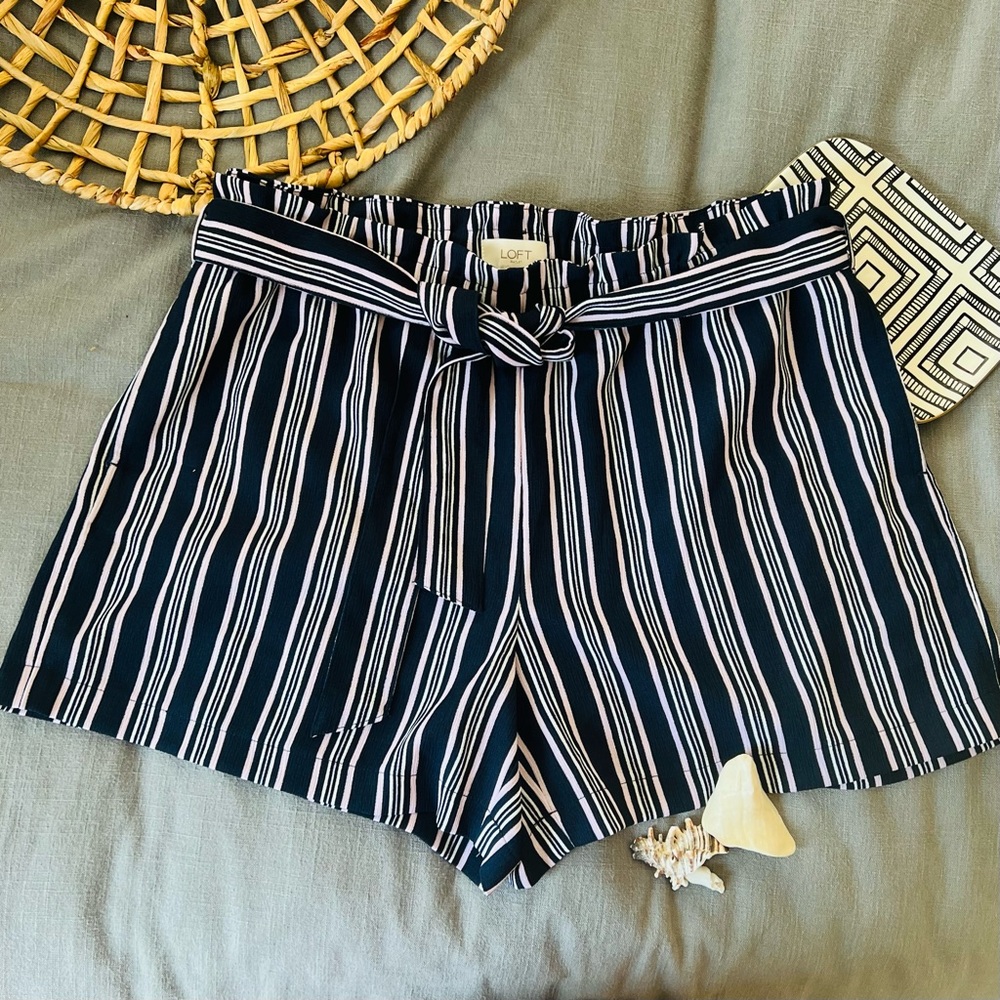 Loft Outlet Striped Paper Bag Shorts